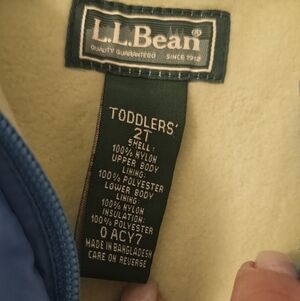 LL BEAN SNOW BIB